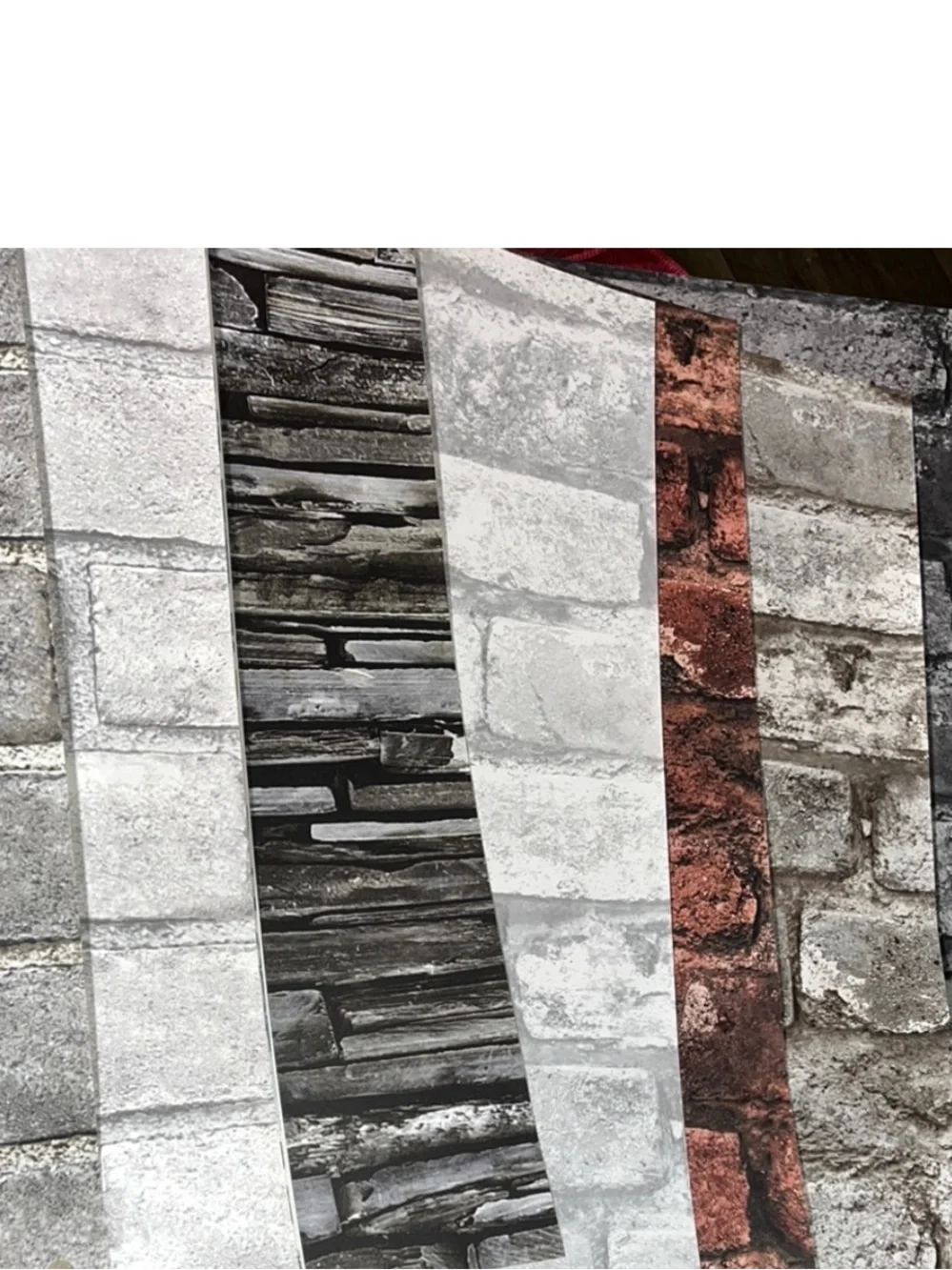 7 Large Assorted Brick Pattern Wallpaper Sample Sheets DIY Crafts - 16”x17.5”